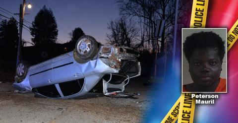 The driver of this Toyota remains held without bond after ramming another car early last Wednesday morning.