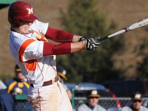Nick Dean gets a hit while playing for Maryville College. He has been inducted into the Conference USA South Hall of Fame.