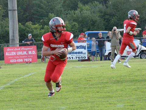 Copper Basin’s Cade Dean looks downfield for a receiver earlier this season.