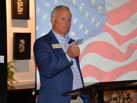 District 7 State Representative Johnny Chastain makes a point during last Friday’s Eggs & Issues Breakfast at The Art Center in Blue Ridge.