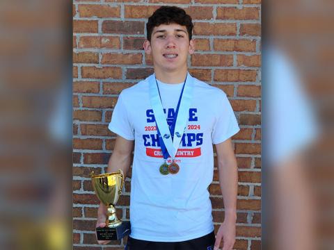 Zechariah Prater won the state championship in the boys cross country race this past Saturday.