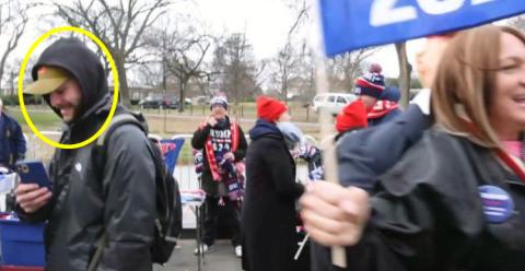 This photo shows Zylas “Zee” Hamilton, circled, identified as being outside the U.S. Capitol January 6, 2021. It appears in the Statement of Facts attached to his federal Criminal Complaint in conjunction with the riot that day.
