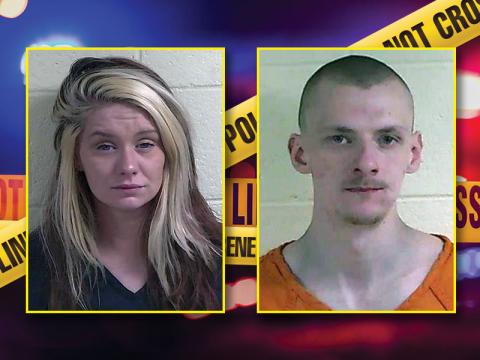 Seen here are the booking photos for Hallie Lynn Thomason, left, and Austin Wade Woody, right. 
