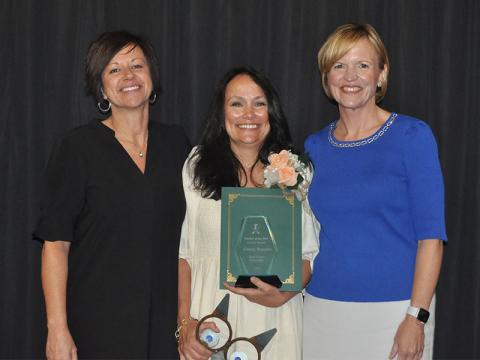 Fannin County School System Teacher of the Year is Christy Brogden, center, of West Fannin Elementary School. She is shown with her Principal Alison Danner, left, and Fannin County Superintendent Shannon Dillard.