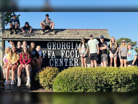 Members of the FFA chapters at  Fannin County Middle and High School attended Summer Leadership Camp (SLC) at the Georgia FFA-FCCLA Center in Covington. Shown during the event are, from left, top, Kyle Allen, Jake Ware, and Kendrick Pack; front, Nadia Foster, James Burrell, Makenzie Duvall, Hailey Stewart, Braelyn McBee, Lauren Waters, Bri Adcock, Addi Waters, Sarah Brawley, Jacob Williams, Roy Green, Kaleighann Ware, Sarah Mosher, and Skylar Gazaway.