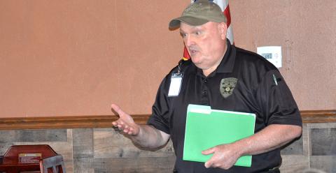 Investigations Sergeant J.K. Davenport talked about scams and how to avoid them at the Fannin County Retired Educators meeting last week.