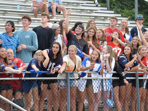 Fannin County High School students who make up the Blue Crew during the season were ready for football action Friday night when the Rebels took on the Pickens County Dragons for a scrimmage game at the FCHS stadium. 