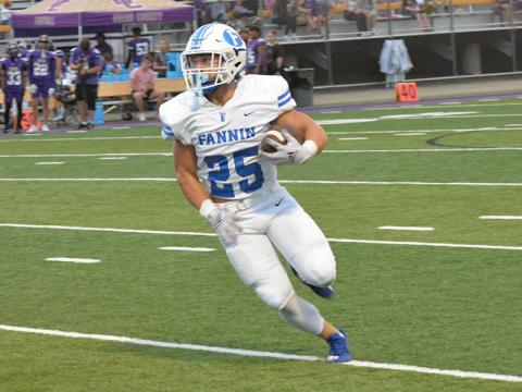 Carson Callihan, shown here earlier this season, scored two touchdowns for Fannin County when they opened region play Friday night against Coosa in Rome, Georgia.