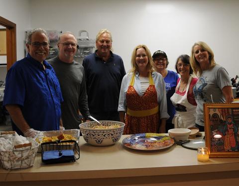 Volunteers are an essential part of the operation at Eema’s Kitchen. Shown at a recent Friday lunch are, from left, Volunteers Kurt Nelson, Kevin Fay, Tom Snider, Lisa Mason, Becky Kramer, Theresa Wollschlager and Denise Nelson.