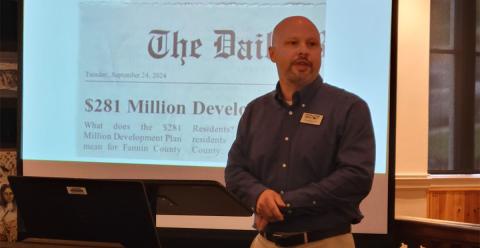 Georgia Department of Transportation District Engineer Grant Waldrep helped update the crowd at the Eggs & Issues breakfast about ongoing work in Fannin County.