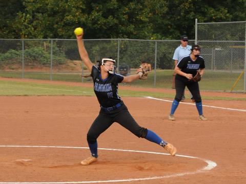 Aidyn Patterson (#11) had duties on the mount recently for the Fannin County Lady Rebels softball team. Patterson is a senior this year.