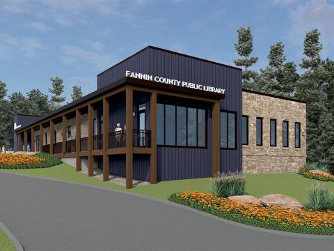 This is a rendering of the new Fannin County Public Library.