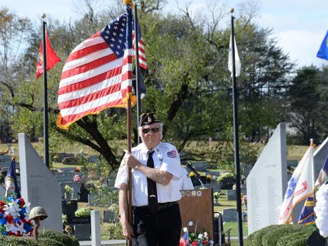 Chris McKee retired the Colors at the concluding of the Veterans Day Ceremony.
