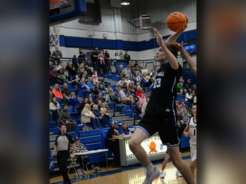 Fannin County Rebel Kolton Kaylor lines up for a dunk against visiting Gordon Lee High School Friday night. Kaylor, who is only a sophomore, scored 14 points in the Rebels’ Senior Night victory.