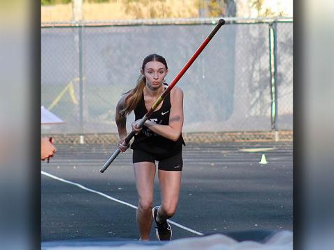Caylee Gaddis competes in the pole vault for Fannin County High School.