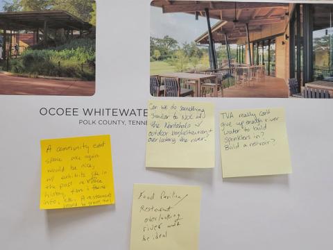 Those attending last week’s public meeting were invited to write their comments on post-it notes and put them with the various planning display boards.