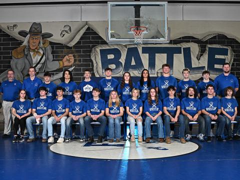 The Fannin County High School wrestling team wrapped up their season. The team, from left, Manager Shianne Baker, Wyatt Redlhammer, Conrad Head, Bentlee Jackson, Copland Thomas, Venice Oliver, Mikayla Holloway, Mackenzie Duvall, Alex Cruse, MJ Summers, Carson Heinrich-Towle and Dalton Stiles; back row, Head Coach David Henson, Coach Dawson King, Braylin Merrell, Ethan Sasaki, Jason McDaniel, Noah Thompson, Bridgett Allen, Emma Shaw, Cooper Born, Landon Poole, Logan Thompson and Coach Ryan Pearce.