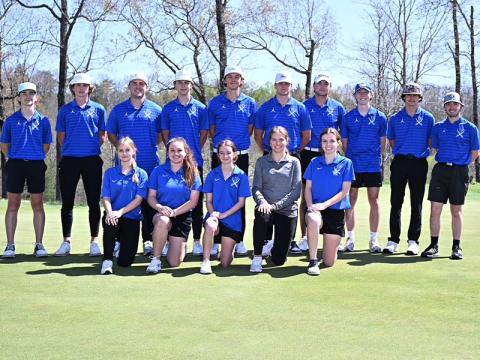 The Fannin County High School Rebel golf team has been recognized for its much improved season, the boys and girls teams winning a total of 13 matches combined. Members of the team were, from left, front, Kyla Keener, Keira Barber, Olivia Ford, Annabelle Anderson, and Blair Deal; and, back, Marshall McDaniel, Archer Twiggs, Case Holloway, Cannon Holloway, Jack Sparks, Noah Burnette, Gavin Jensen, Hudson Ethington, Eli Plush, and Bryson Mitchell.