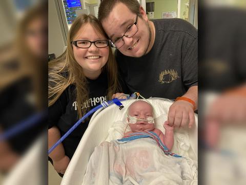 Kayla, Erik and baby Jax Giddens are shown during their time in Children’s Healthcare of Atlanta.