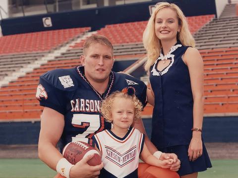 oung Alexis Collis O’Neal is shown with father Alan Collis and mother Heather Collis when Alan played for Carson-Newman University.