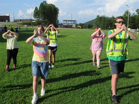 The Fannin County High School Marching Band has been hard at work in preparing The Music of Riverdance. Shown preparing during band camp last week are Laurel, Ella, August and Chance.