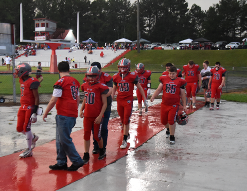This scene repeated itself at Copper Basin Friday night as lightning forced the delay of the Cougars game against the Towers HIgh School Titans, and teams were ordered off the field.