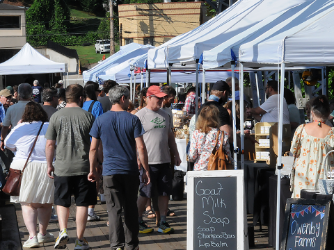 The Twin Cities Farmers Market is anchored on the steel bridge that joins McCaysville and Copperhill, providing the catalyst for the market’s success. 