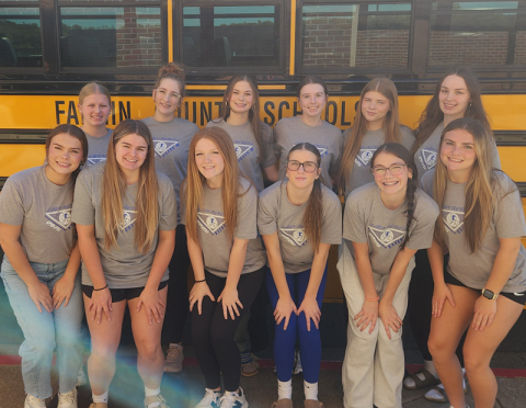 The Fannin County High School volleyball team finished it’s 2025 season with an appearance in the Elite Eight. They played Bremen and lost in three sets. Pictured is this years team as they prepared to leave for the final matches, from left, front, Shannon Powell, Maya Butler, Amberly Patterson, Maddie Partin, Karleigh Hurd, Maggie ledford; back, Kendall Clore, Karis Hurd, Keslie Kea Taber Pass, Audrey Veal, and Adelyn Barnes.