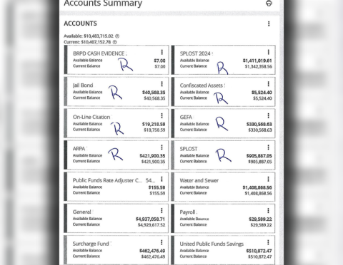 A screenshot posted to Facebook by Blue Ridge Councilman Bill Bivins is shown. Bivins says the numbers that were originally shown are not account numbers but internal numbers used by the state.