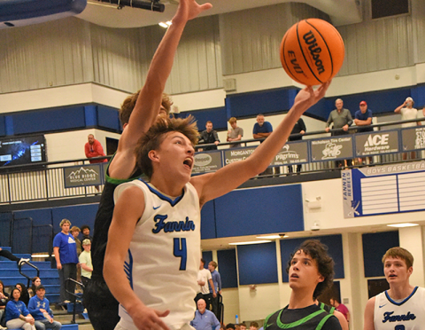 Matthew Ponton (#4) puts up two points for the Fannin County Rebels against Pickens County.