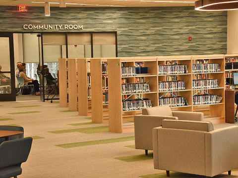 The new Fannin County Public Library offers spacious room for relaxing or searching for a book. A group of area leaders were treated to a soft opening of the facility Tuesday, February 24.