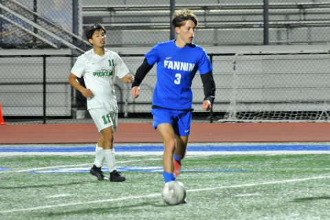 Fannin County High School’s Matthew Ponton (#3) scores one of his four goals in Fannin’s dominating win over Pickens County March 12. 