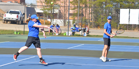 News Observer Photo/Jason Queen Fannin County High School’s Madden Deeter, shown, and Austin Prieto won their match against Gordon Central March 19.