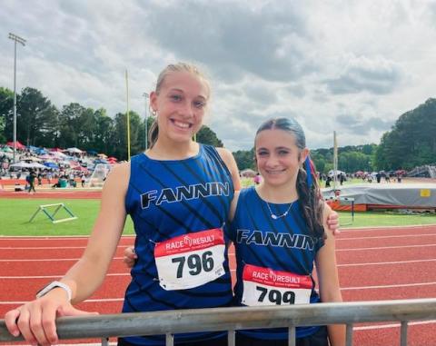 Fannin County Middle School students Elizabeth Evans and Lila Roof competed in the Middle School Track & Field State Championships.