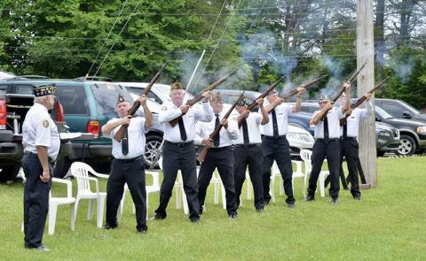 News Observer photo/Mollie Morrow - Members of the North Georgia Honor Guard perform the Rifle Salute during the annual Memorial Day ceremony at the Fannin County Veterans Memorial Park in Blue Ridge May 25.