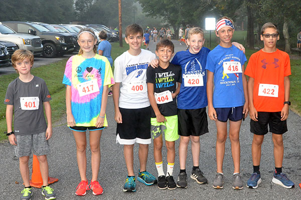 Some of the Fannin County Middle School cross country Rebels and Lady Rebels competed in the Boys & Girls Club of North Georgia Labor Day 5K River Run at Horseshoe Bend Park Saturday, August 31. Runner pictured are, from left, Jonathan Bewley, Erin Jones, James Bewley, Matthew Ponton, Luke Callihan, Gavin Davis and Benjamin Bloch.