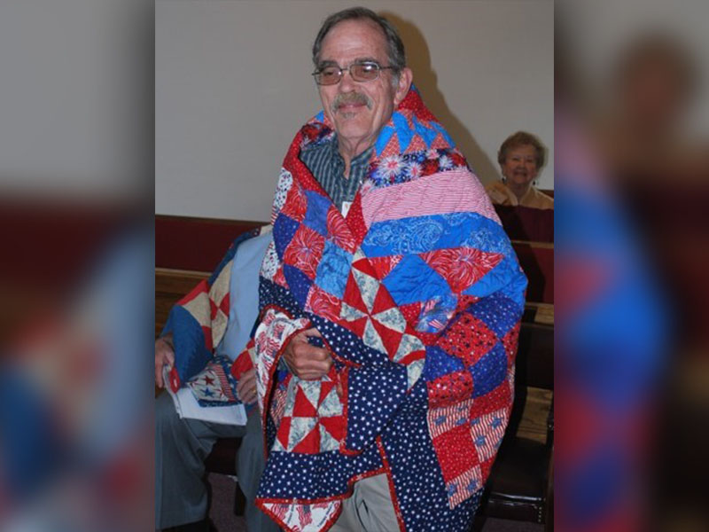 James “Don” Clifford, from Morganton, is shown with his Quilt of Valor from the Misty Mountain Quilters. The special quilts were presented in a ceremony October 13 at Shepherd of the Hills Lutheran Church. Clifford served in the U.S. Navy and was deployed to Vietnam. Don was discharged in October 1974. For his honorable service, Don was awarded several medals: National Defense Service Medal, Vietnam Service Medal, Republic of Vietnam Campaign Medal and a Meritorious Unit Commendation.