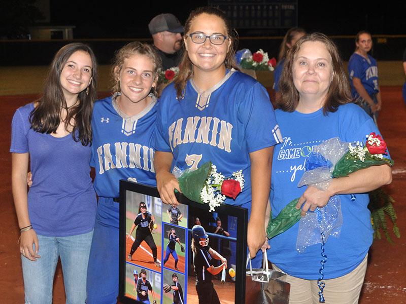 Senior Lady Rebel Madison Mitchum was one of five Lady Rebels to be honored on senior night Thursday, September 26. Shown are, from left, Isabella Tocci, friend; Teagan Cioffi, friend; Mitchum; and Tonya Batchelor, mother. Not pictured: David Batchelor, father.