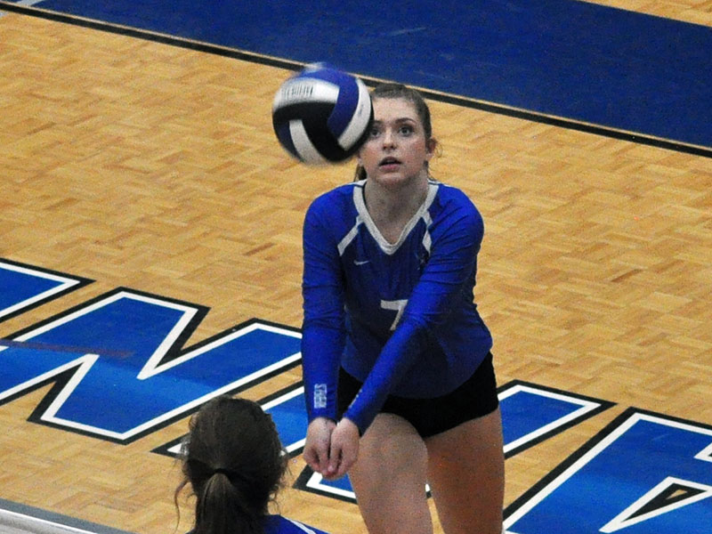 Lady Rebel Abby Ledford digs a ball out to keep a volley going in recent action for Fannin County.