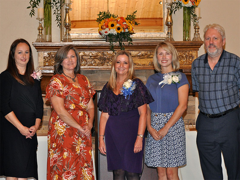 The Teachers of the Year for Fannin County’s five schools for the 2019-2020 school year are, from left, Kimberly Brannon with West Fannin Elementary, Dana Harper with East Fannin Elementary, Jill Dyer with Fannin County High School, Ashley Coffinger with Blue Ridge Elementary School, and David Queen with Fannin County Middle School.