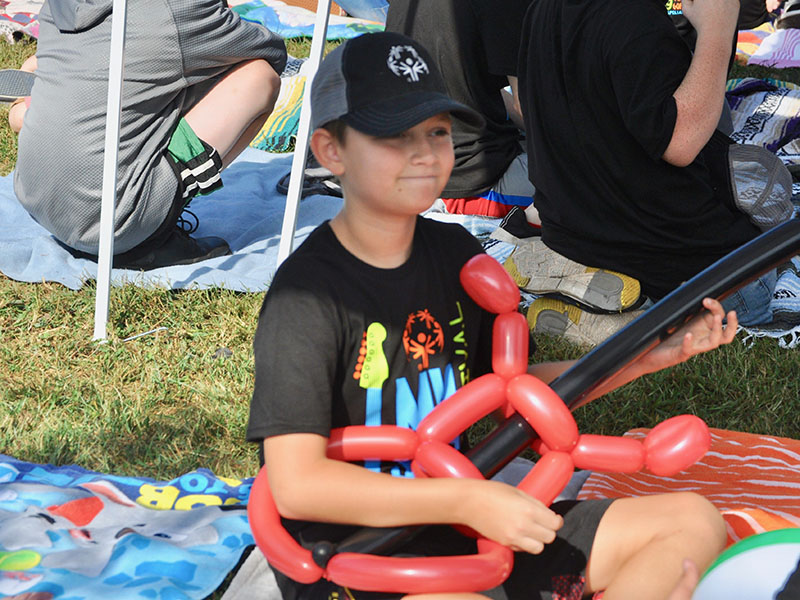 Special Olympics athlete Maddix Tranthem strummed his balloon guitar to the music at the 2019 Fannin County Special Olympics Music Festival.