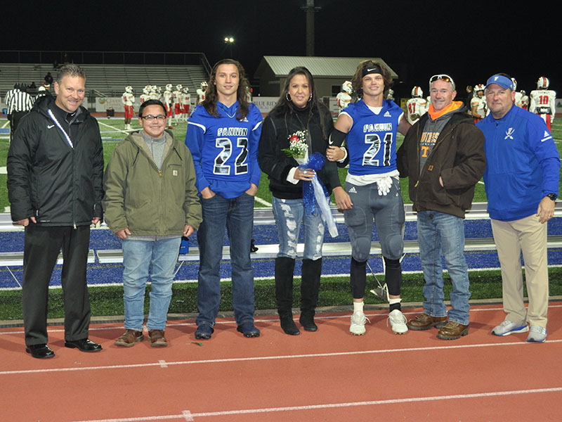 Fannin County High School honored the football seniors before the Rebels game against GAC Friday, November 8. Shown are, from left, Jaden Owensby, brother; Cason Owensby, brother; Kimberly Owensby, mother; senior Treylyn Owensby and Shannon Owensby, father.