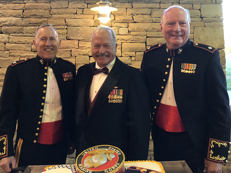 Colonel Mike Nunnally, left, Guest of Honor Major General John Crowley, center, and Lieutenant Colonel Dale Greene enjoyed last year’s Marine Corps Birthday Ball. This year’s formal Ball will be held at North Georgia Technical College in Blairsville, Saturday, November 9.