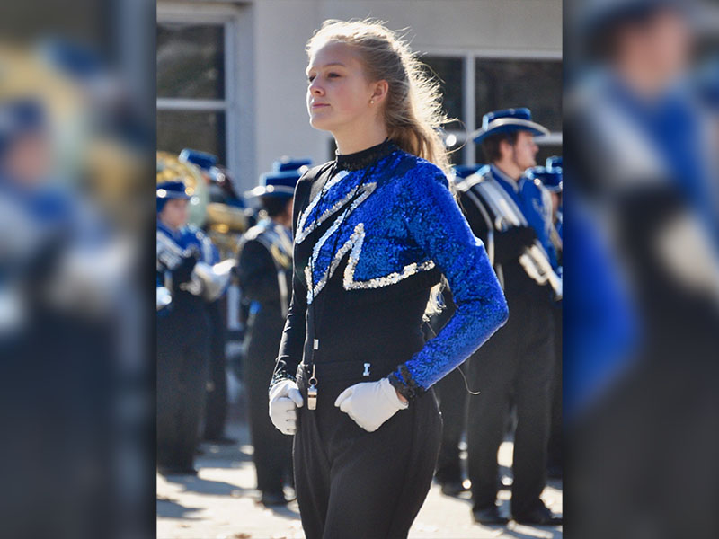 Drum Major Lora Gwatney led the Fannin County High School Marching Band during the Blue Ridge Veterans Day Parade Saturday, November 9.