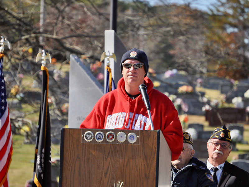 Retired United States Air Force Lieutenant Colonel Ken Brenneman spoke about his time in the military during the Veterans Day memorial service in Blue Ridge Saturday, November 9.