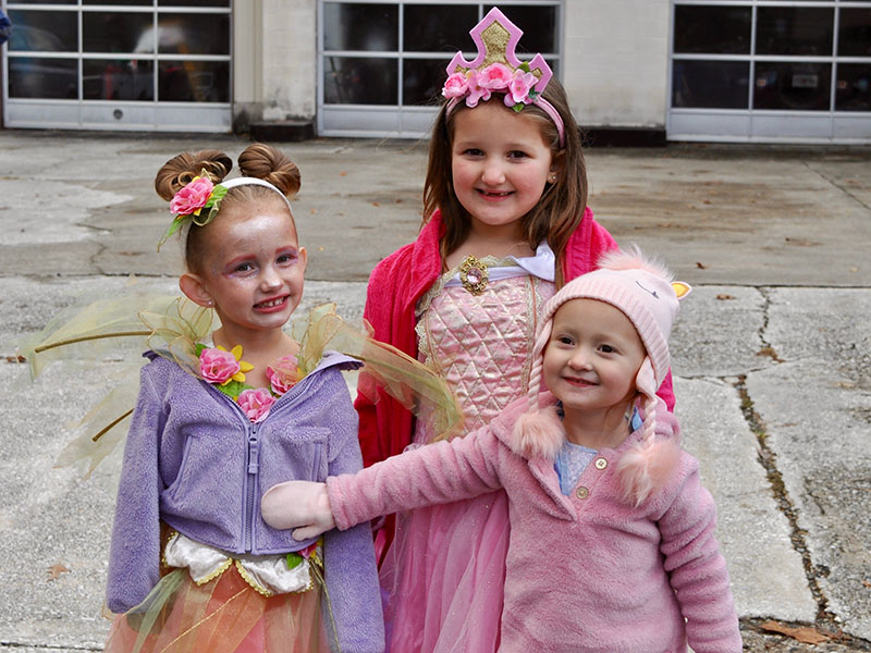Costumed kiddos descended on downtown Blue Ridge for the safe zone event. Shown are, from left, Lexi, Sarah and Raylin.