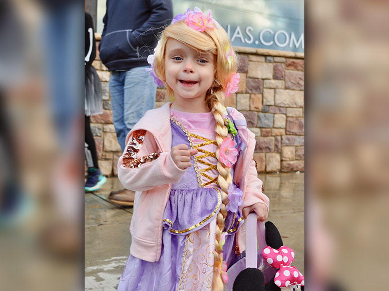 Rapunzel, also known as Scarlett Clark, was all smiles as she trick-or-treated for candy in Blue Ridge.