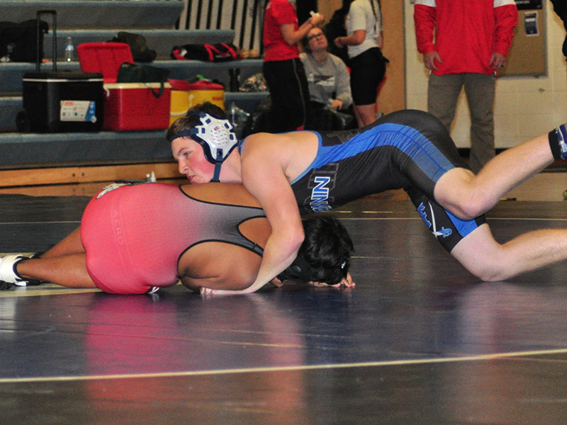 Fannin Rebel Colby Shaw works his oppenent in recent action for the Fannin County Rebels wrestling team.