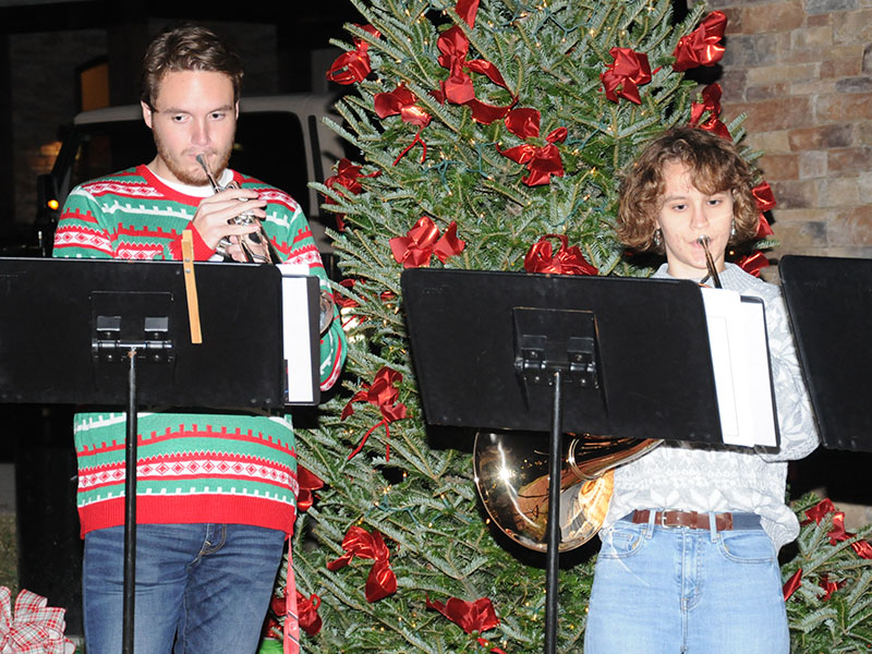 Seth Foster and Emma Barnstead were two of the Fannin County High School band members who helped bring holiday cheer during Light Up McCaysville, Friday, November 29.