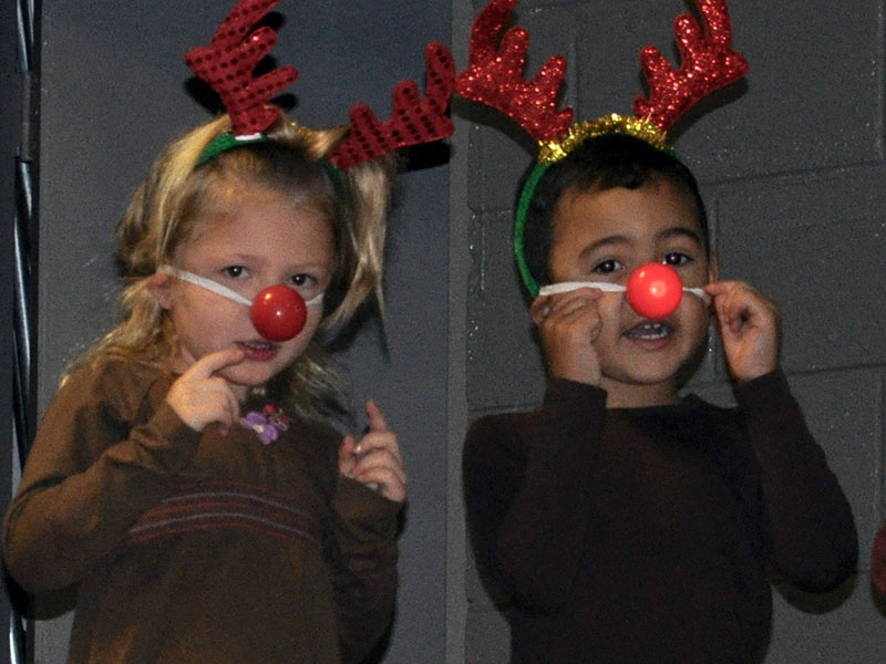 Little reindeer Abby Deal and Jaxon Worthy perform “Rudolph the Red Nosed Reindeer” during Copper Basin Elementary School’s White Christmas program Thursday, December 19.